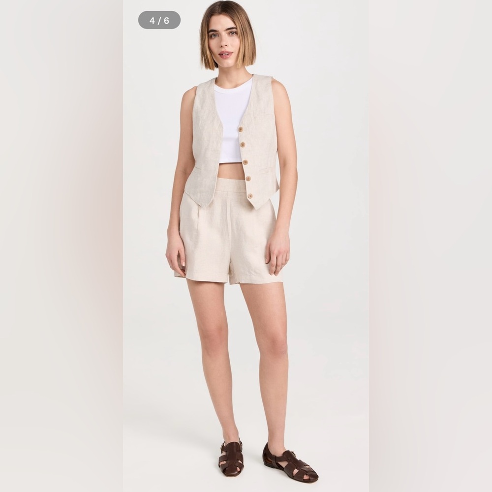 Madewell Flat Front Cream Beige Women's Natural Undyed Linen Shorts